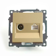 Розетка телевизионная TV + компьютерная RJ-45 Stekker Катрин золото GLS00-7106-08 49230