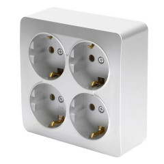 Розетка 4-местная 2P+PE Stekker София серебро MST16-14S-03 49334