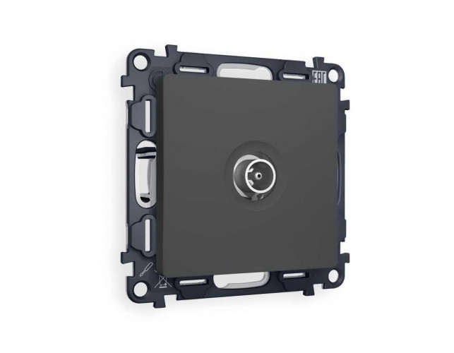 Комплект механизма TV розетки оконечной AMBRELLA VOLT ALFA Графит мягкое касание 50-870 MHz 1dB QUANT (AP9130, VM202) MA913010