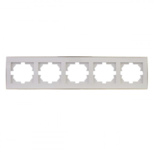 Рамка 5-ая горизонтальная Lezard Rain белая с бок. вст. золото 703-0226-150