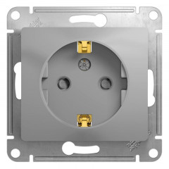 Розетка 2К+З Systeme Electric Glossa 16A 250V со шторками алюминий GSL000345
