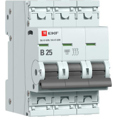 Автоматический выключатель 3P 25А (B) 6кА ВА 47-63N EKF PROxima M636325B