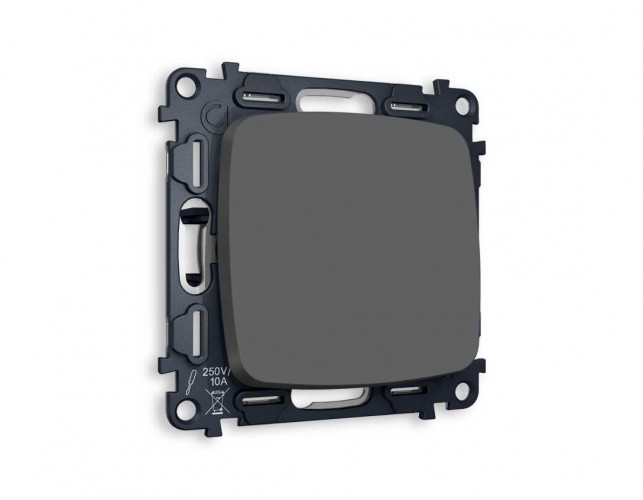 Комплект механизма 1-кл проходного выключателя AMBRELLA VOLT OMEGA Графит мягкое касание QUANT (OP9010, VM105) MO901020