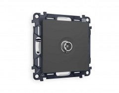 Комплект механизма TV розетки проходной AMBRELLA VOLT ALFA Графит мягкое касание 5-1000 MHz 4dB QUANT (AP9130, VM211) MA913030