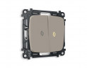 Комплект механизма 2-кл проходного выключателя AMBRELLA VOLT с подсветкой 3200K OMEGA Серо-бежевый матовый QUANT (OP3640, VM120, G22Y) MO364030
