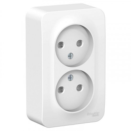Розетка двойная 2К Systeme Electric Blanca 16A 250V со шторками белая BLNRA001211