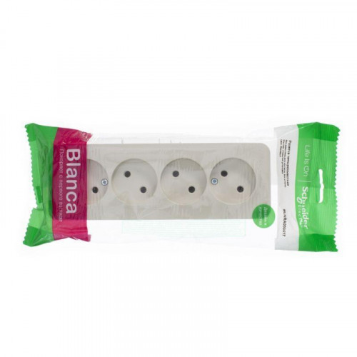 Розетка четырехместная 2К Systeme Electric Blanca 16A 250V бежевая BLNRA000417