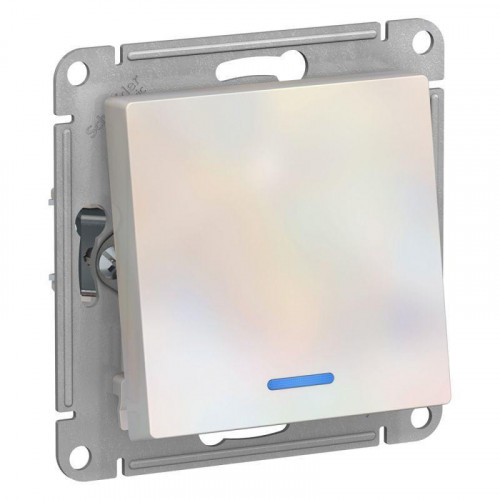 Переключатель одноклавишный проходной Systeme Electric AtlasDesign 10A 250V с подсветкой жемчужный ATN000463