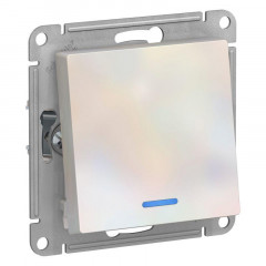 Переключатель одноклавишный проходной Systeme Electric AtlasDesign 10A 250V с подсветкой жемчужный ATN000463