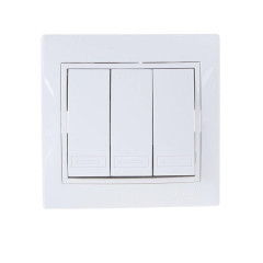 Выключатель тройной Lezard Mira белый с белой вставкой 701-0202-109