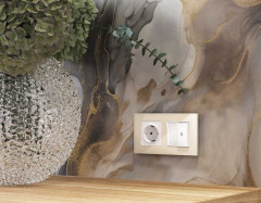 Комплект механизма 2-кл проходного выключателя AMBRELLA VOLT с подсветкой 5600K ALFA Белый глянец QUANT (AP1040, VM120, G25W) MA104035