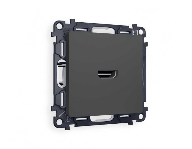 Комплект механизма розетки HDMI 2.0 AMBRELLA VOLT ALFA Графит мягкое касание 40V/500mA 2.0GHz 5-18Gbit/s QUANT (AP9140, VM222) MA914010