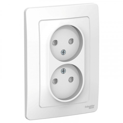 Розетка двойная 2К Systeme Electric Blanca 16A 250V со шторками белая BLNRS000121