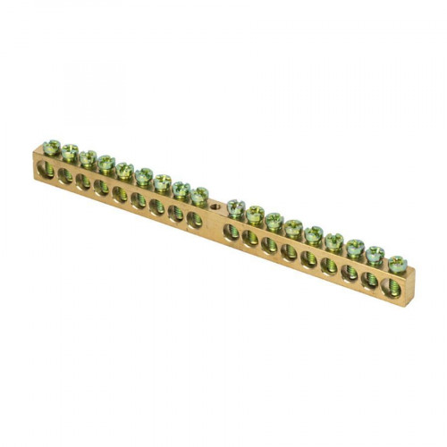 Шина PEN "ноль-земля" (8х12мм) 18 отверстий латунь крепеж по центру EKF PROxima sn0-125-18-c