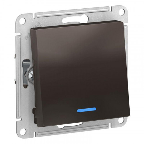Переключатель одноклавишный проходной Systeme Electric AtlasDesign 10A 250V с подсветкой мокко ATN000663