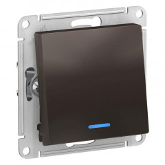 Переключатель одноклавишный проходной Systeme Electric AtlasDesign 10A 250V с подсветкой мокко ATN000663