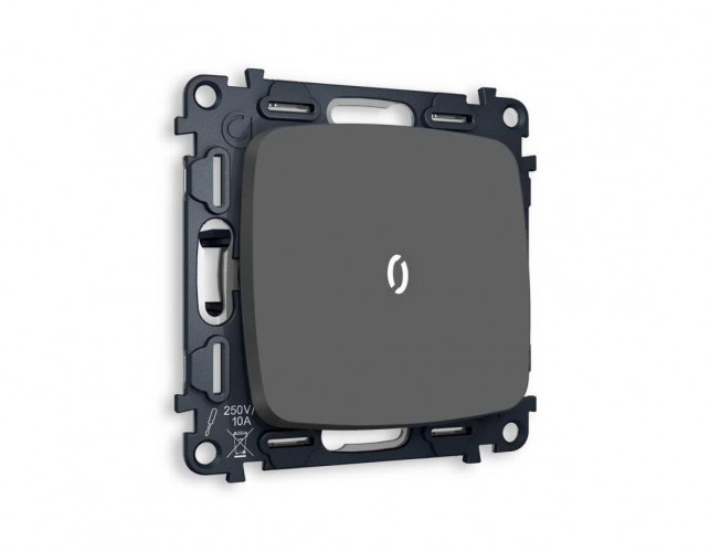 Комплект механизма 1-кл выключателя AMBRELLA VOLT с подсветкой 5600K OMEGA Графит мягкое касание QUANT (OP9020, VM101, G14W) MO902015