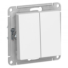 Выключатель двухклавишный Systeme Electric AtlasDesign 10A 250V белый ATN000151