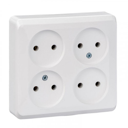 Розетка четырехместная 2К Systeme Electric Этюд 16A 250V белая PA16-205B