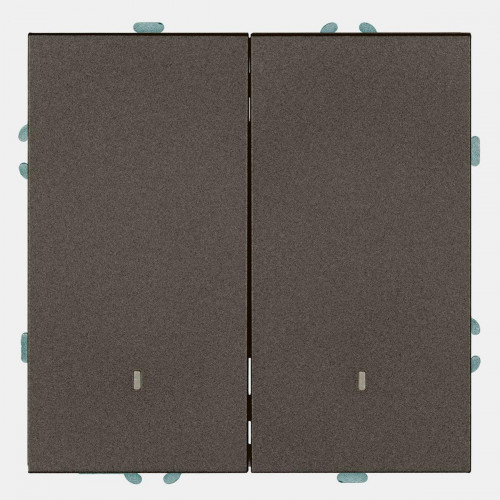 Выключатель 2-клавишный c индикатором (механизм), Stekker, 250В, 10А Эмили, RSW10-5102-09, антрацит, soft touch 49916