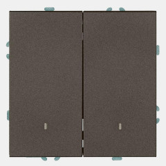 Выключатель 2-клавишный c индикатором (механизм), Stekker, 250В, 10А Эмили, RSW10-5102-09, антрацит, soft touch 49916