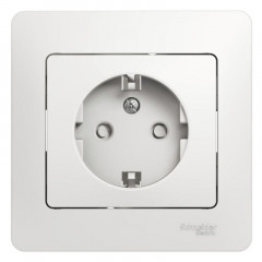 Розетка 2К+З Systeme Electric Glossa 16A 250V со шторками белая GSL000144