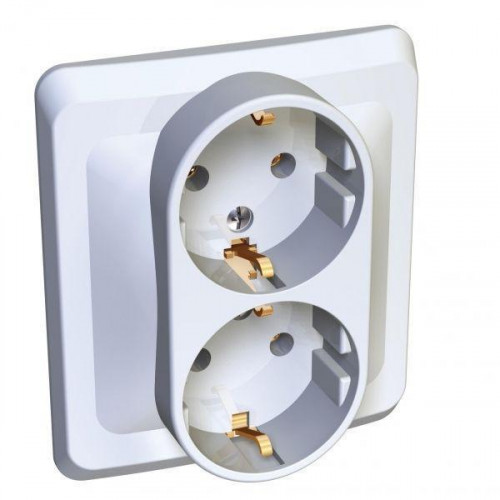 Розетка двойная 2К+З Systeme Electric Этюд 16A 250V белая PC16-007B